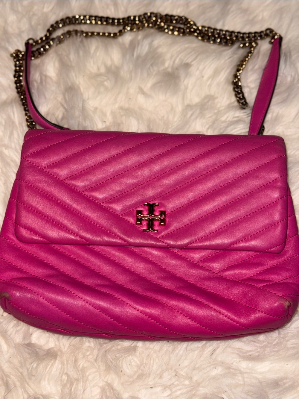 Tory Burch Kira Chevron Hot Pink Shoulder Bag